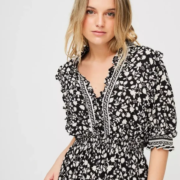 Max Studio Black and White Floral Midi Dress - Picture 4 of 8